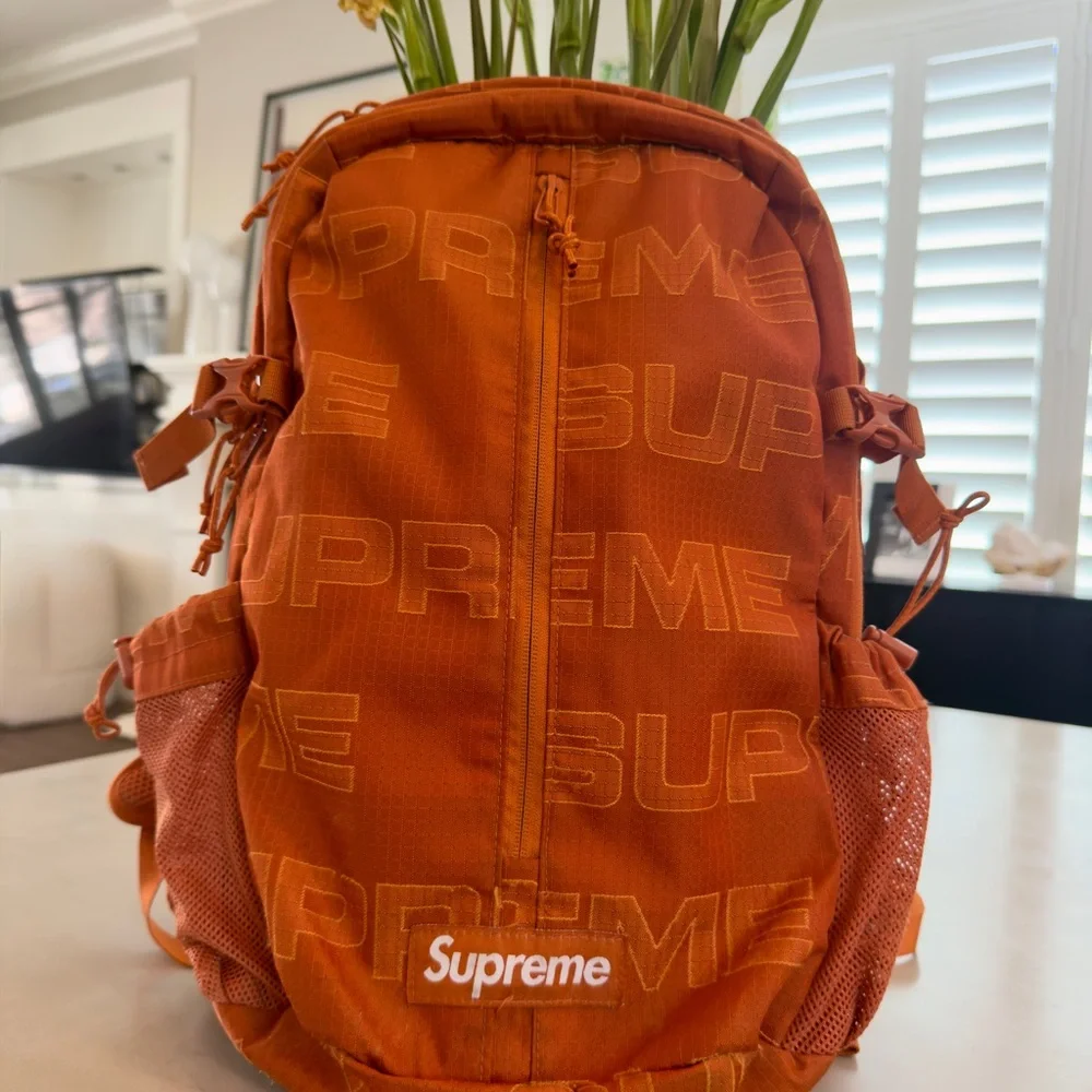Supreme Orange Ripstop Logo Backpack